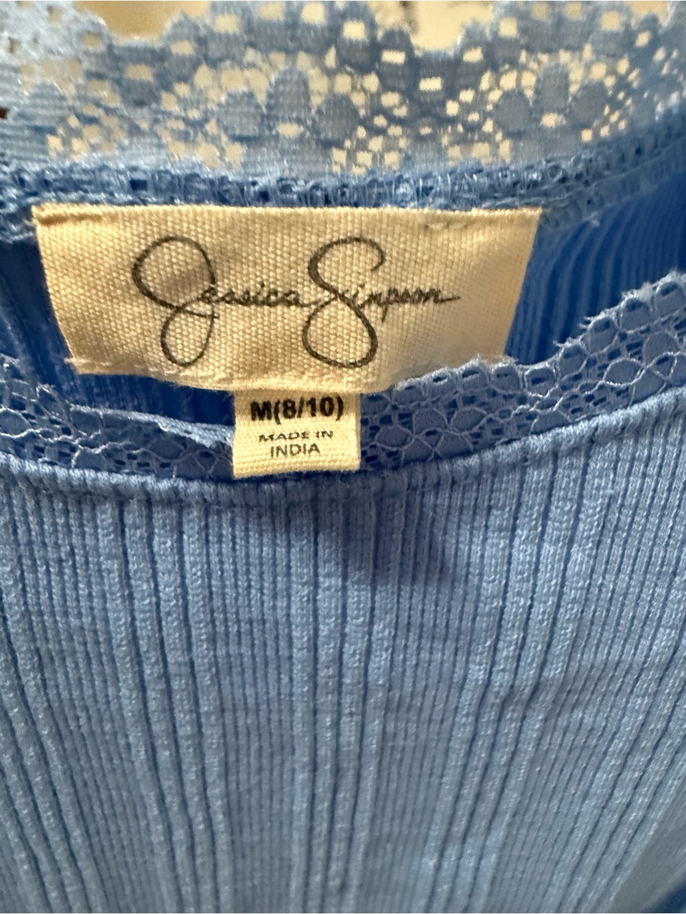 Jessica Simpson Light Blue Ruffle Sleeve Ribbed Top - Picture 2 of 3